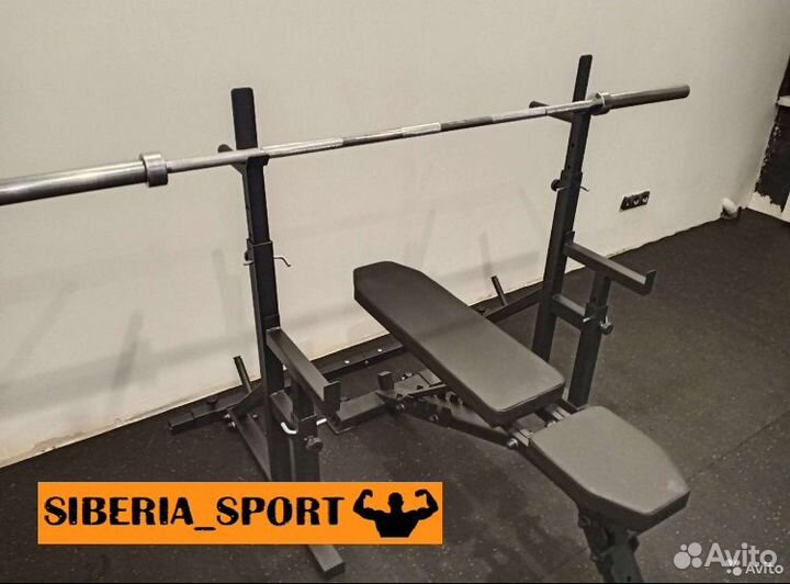 Стойки для штанги, скамья, олимпийский гриф