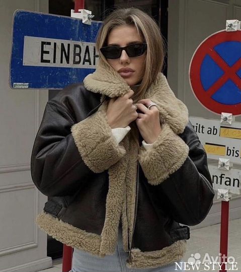 Дубленка авиатор женская 42