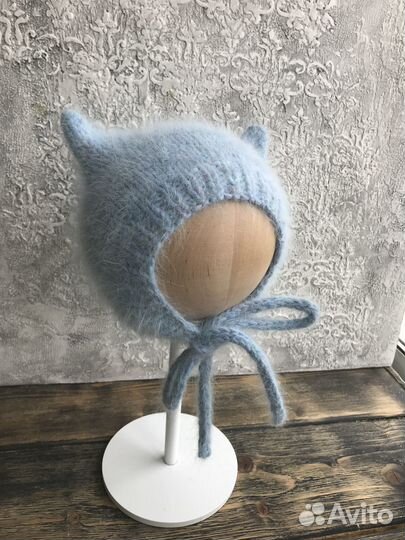 Вязаная шапочка из ангоры, вязание для детей