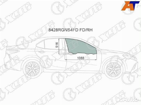 Стекло боковое опускное toyota camry europe/russia