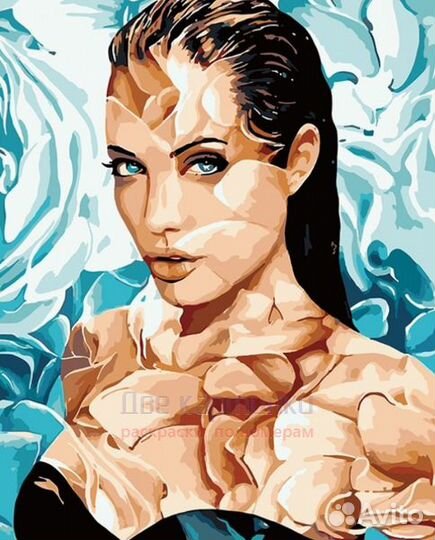 Картина по номерам 40x50 Анжелина Джоли и цветы