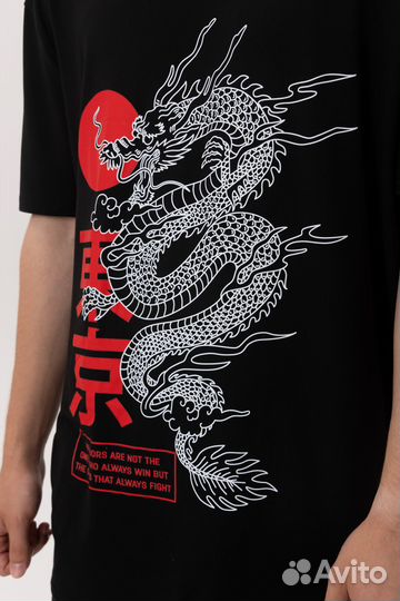 Футболка в Азиатском стиле с принтом Дракона