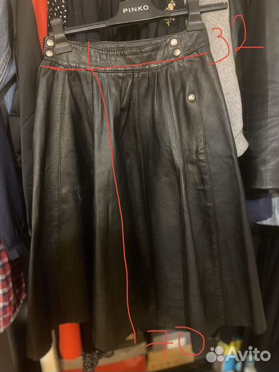 Кожаная юбка миди