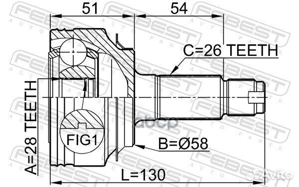 ШРУС наружный 28x58x26 (honda civic FD 2006-201