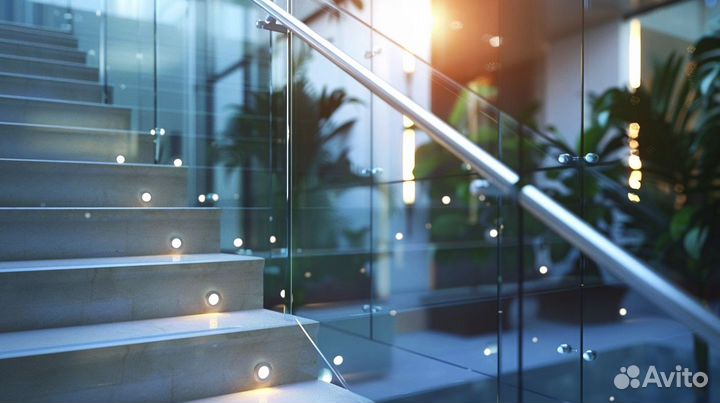 Стеклянные перила для лестниц