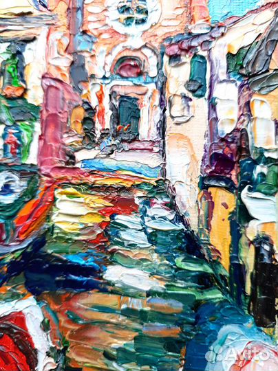 Италия картина маслом текстурная 20 на 15 см