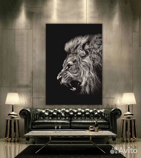 Современная картина на холсте в интерьер, львы