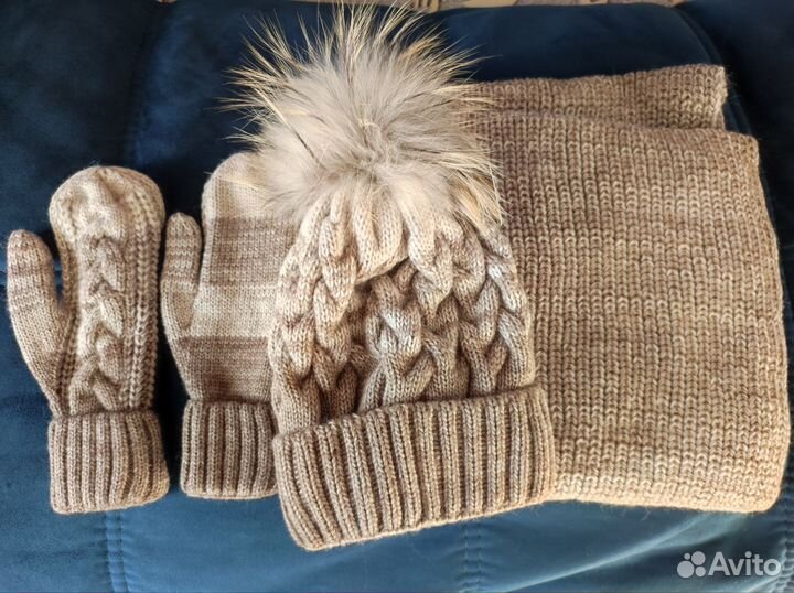 Комплект зимний шапка, снуд, варежки