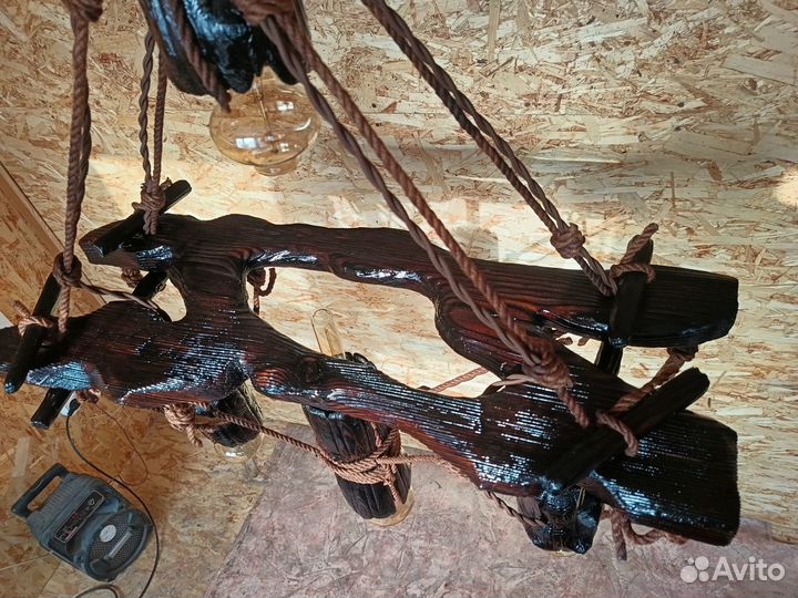 Люстры из дерева под старину ручной работы