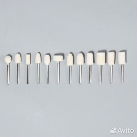 2 шт. Фрезы войлочные для маникюра в пластиковом органайзере, 12 шт