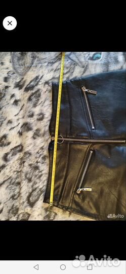 Кожаная юбка мини 44