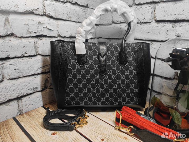 Сумка женская Gucci натуральная кожа черная