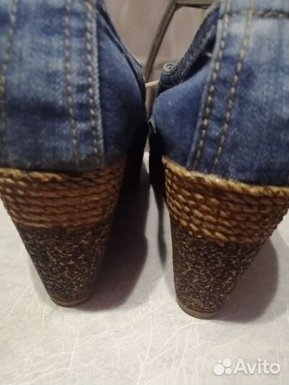 Ботинки сабо джинсовые