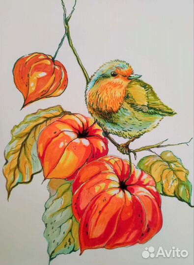 Картина на бумаге акварельными маркерами