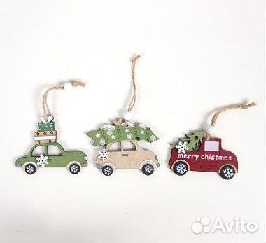 Набор деревянных подвесных ёлочных игрушек из 3 шт