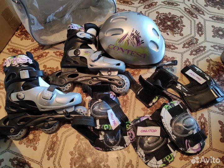 Роликовые коньки детские. раздвижные шлем,защита