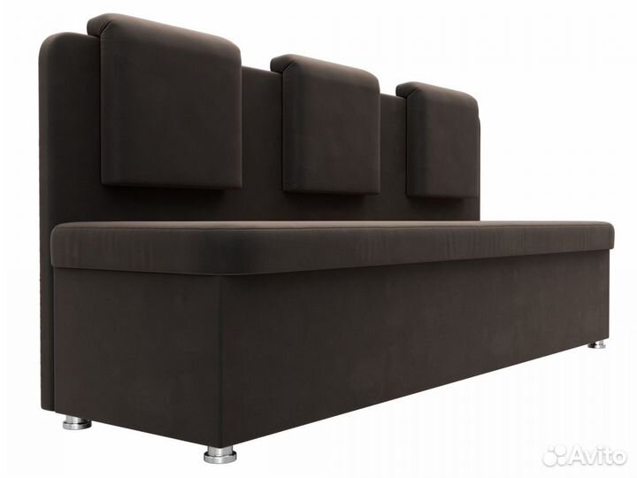 Диван кухонный прямой Маккон 3-х местный, велюр, коричневый