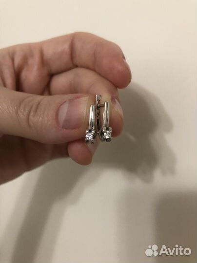 Серьги белое золото с бриллиантами