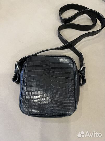 Сумка мужская из натуральной кожи крокодила черная