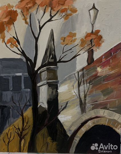 Картина маслом Осень в городе
