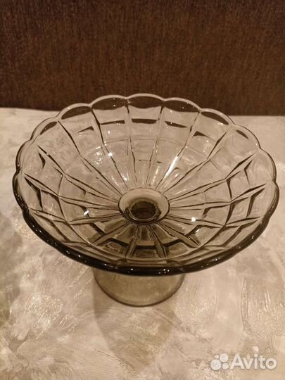 Ваза для фруктов цветное стекло СССР
