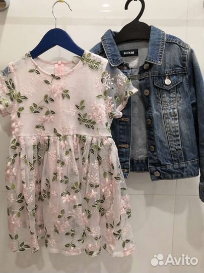 Рубашка+жилетка р.104, платье, джинсовка