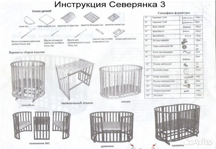 Детская кровать кроватка-трансформер 6 в 1