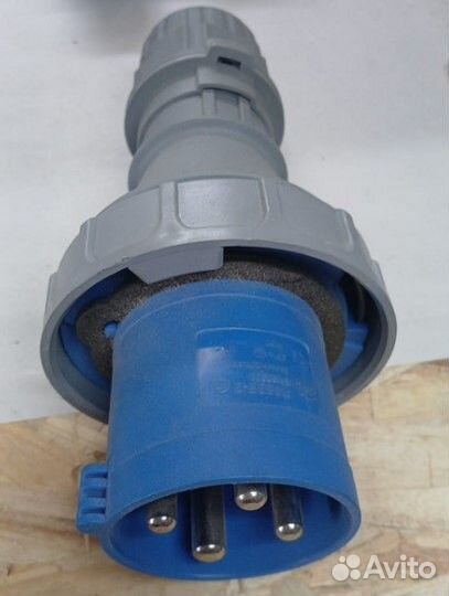 Силовой разъем вилка Kedu P463E-2 EN60309 63A-9h/200-250V 3P+E IP67