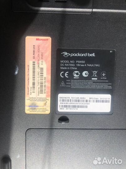 Ноутбук Packard Bell P5WS0