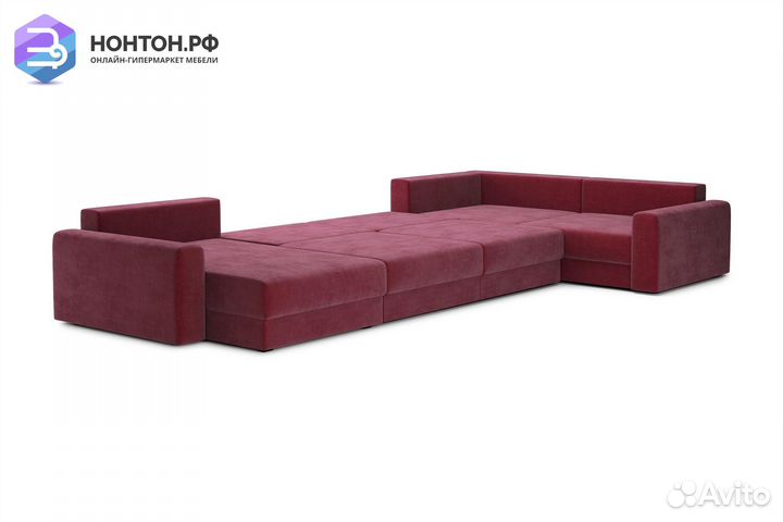 Диван п-образный тик-так Омега бордовый
