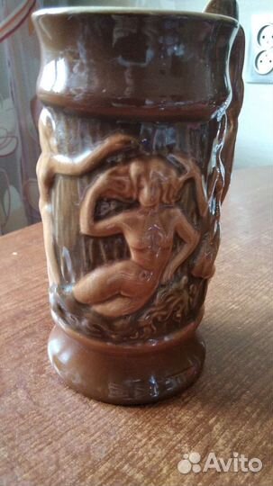 Кружка пивная Баня 0.9 литров. Ручка Русалка