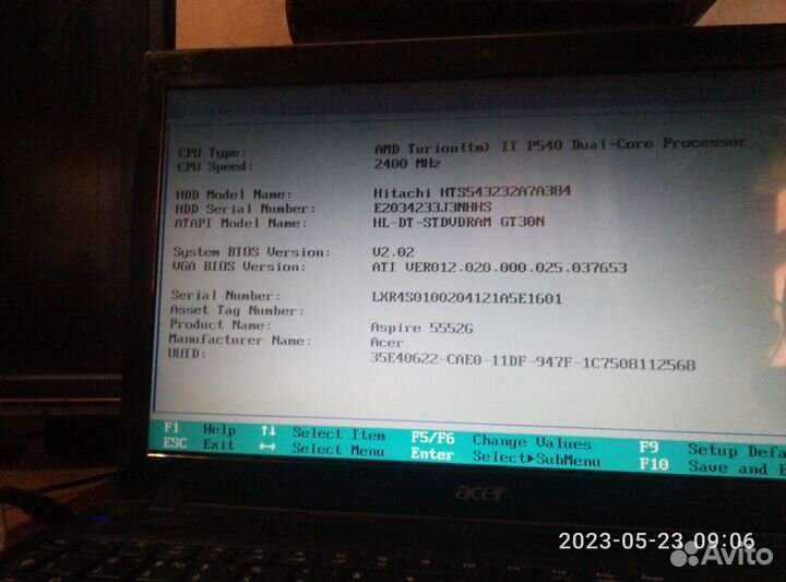 Продам ноутбук aser 5552g