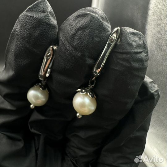 Серьги С жемчугом капля винтаж бижутерия украшения