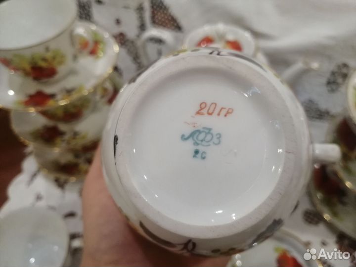 Чайный сервиз цветы юга, ручная роспись, лфз