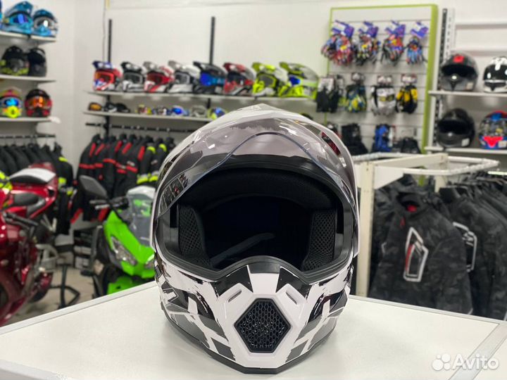 Шлем Мотард детский AIM White/Black