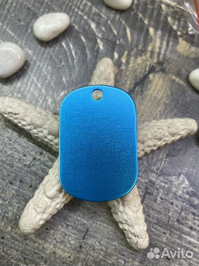 Адресник с гравировкой, голубой, 25х38