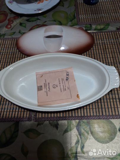 Чугунная эмалированная рыбница СССР