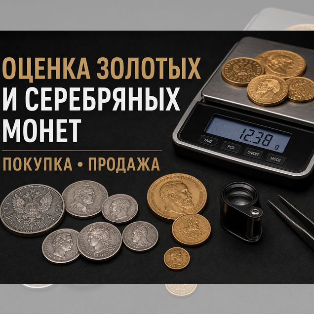 Оценка золотых и серебряных монет покупка/продажа