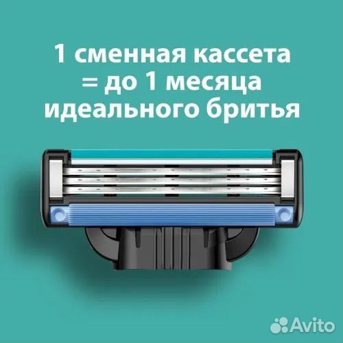 Сменные Кассеты Gillette Mach 3,4шт, с 3 лезвиями