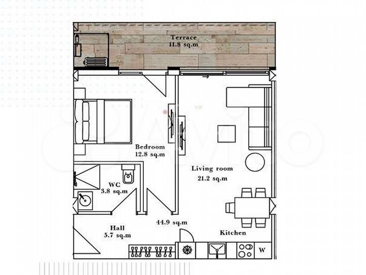 2-к. квартира, 56,4 м² (Грузия)