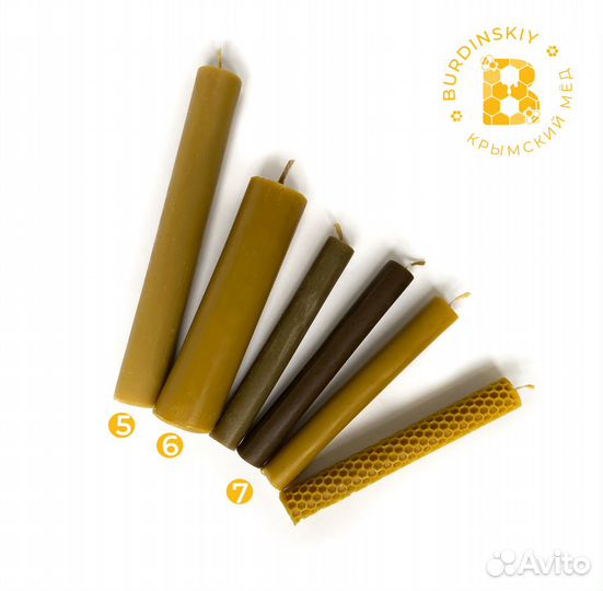 Свечи из пчелиного воска в ассортименте