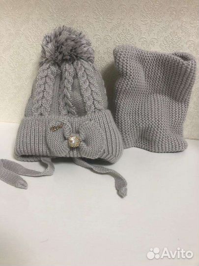 Комплект шапка и снуд зимний для девочки