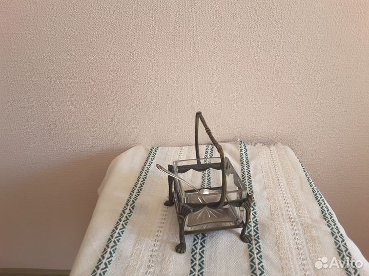 Сахарница старинная с ложечкой. Антиквариат