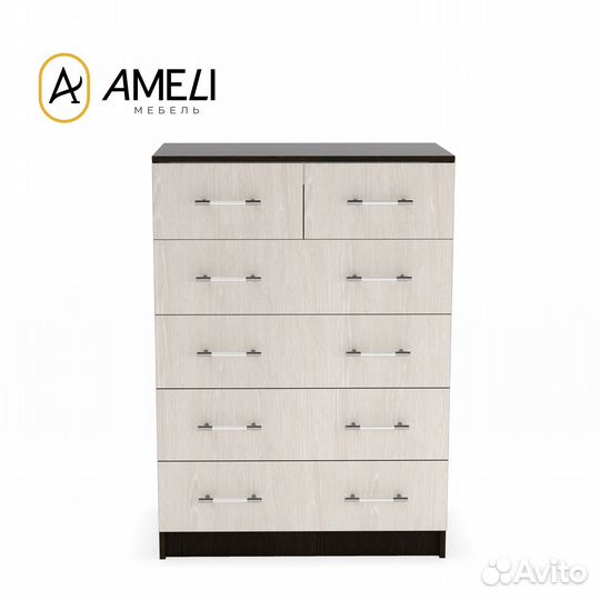 Комод 6 ящиков, премьер 80х100 см, Венге/Дуб