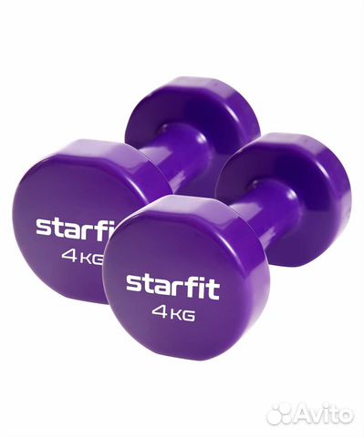 Гантель виниловая DB-101 4 кг, фиолетовый, 2 шт St