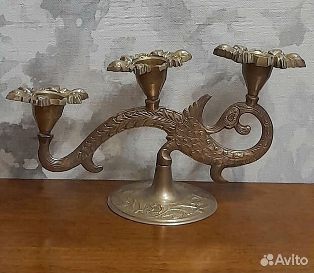 Подсвечник Дракон Индия старинный