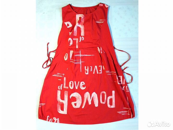 Красное платье в стиле гранж 46-48 Италия