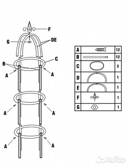 Опора для растений, цветов, роз металл