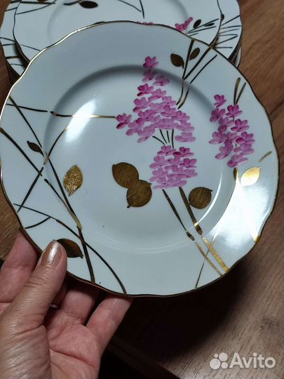 Тарелки фарфоровые Дулево Розовая ветка