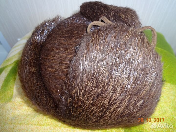 Шапка ушанка из меха нутрии